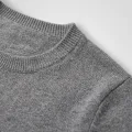 Women's 100% Pure Cashmere Sweater - Heather Gray, Low Neck, Basic Style 5
