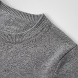 Women's 100% Pure Cashmere Sweater - Heather Gray, Low Neck, Basic Style thumbnail 5