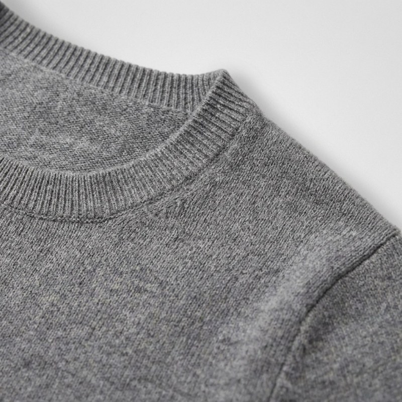 Women's 100% Pure Cashmere Sweater - Heather Gray, Low Neck, Basic Style - Image 5