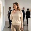 Women's 100% Pure Cashmere Cut-out Crewneck Sweater 3