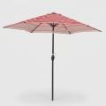 9FT Patio Umbrella with Crank Handle and Push-Button Tilt, Red Striped 3