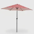 9FT Patio Umbrella with Crank Handle and Push-Button Tilt, Red Striped 3