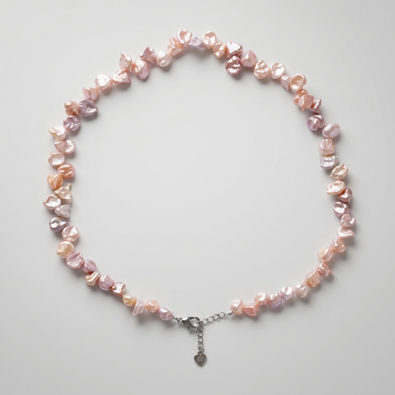 Champagne Pink Baroque Freshwater Pearl Necklace, 16.5 Inches - Main Image