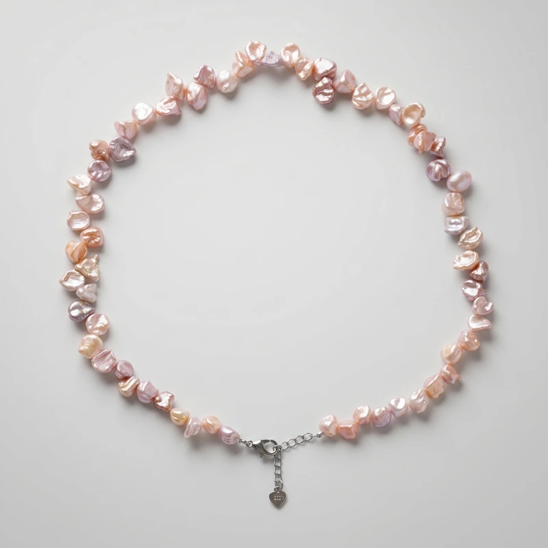 Champagne Pink Baroque Freshwater Pearl Necklace, 16.5 Inches - Main Image