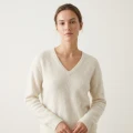 Women's High-End Brushed V-Neck Pure Cashmere Sweater 1