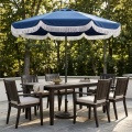 8.8FT Outdoor Patio Umbrella with Tassels, Crank & Tilt - Army Blue 1