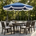 8.8FT Outdoor Patio Umbrella with Tassels, Crank & Tilt - Army Blue 1