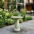 17" Handmade Green Gradient Ceramic Bird Bath - Elegant Outdoor Garden Decor 2