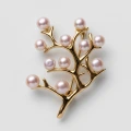Golden Coral Branch Pearl Brooch 4.65-5.10mm, 14K Gold Plated 1