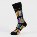 Creative Bookshelf Pattern Crew Socks - Unisex One Size, Premium Cotton Blend 1