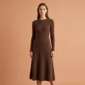 Premium Women's Cashmere A-Line Maxi Skirt - Elegant Coffee Brown, Size L 8