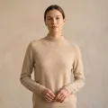 Women's 100% Cashmere Mock Neck Sweater - Light Coffee, Classic Fit 1