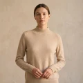 Women's 100% Cashmere Mock Neck Sweater - Light Coffee, Classic Fit 1