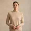 Women's 100% Cashmere Mock Neck Sweater - Light Coffee, Classic Fit 1
