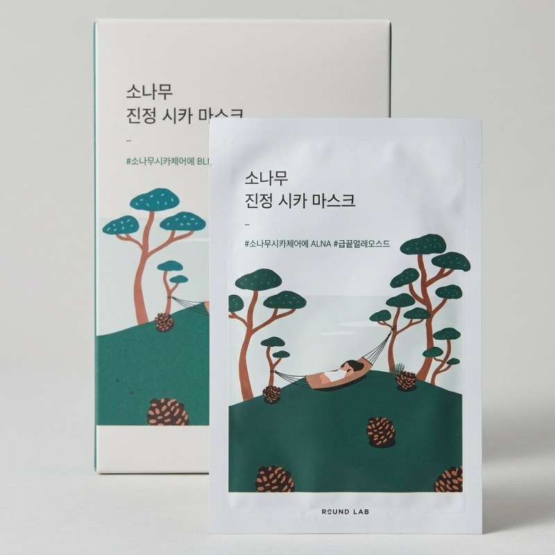 ROUND LAB Pine Calming Cica Mask - Soothing Treatment for Sensitive Skin (10ct) - Image 1