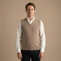 Men's 100% Pure Cashmere Premium V-Neck Vest - Light Coffee, Classic Slim Fit 1