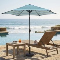 9ft Blue Striped Outdoor Umbrella with Crank Handle and Push-Button Tilt 2