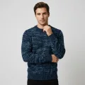 Tatario Men's 100% Pure Cashmere Thickened Crew Neck Sweater - Light Heather Blue, Luxurious Warmth 1