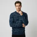 Tatario Men's 100% Pure Cashmere Thickened Crew Neck Sweater - Light Heather Blue, Luxurious Warmth 1