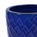 17-Inch Handmade Ceramic Planter - Deep Blue Rhombic Texture Breathable Terracotta Pot 4