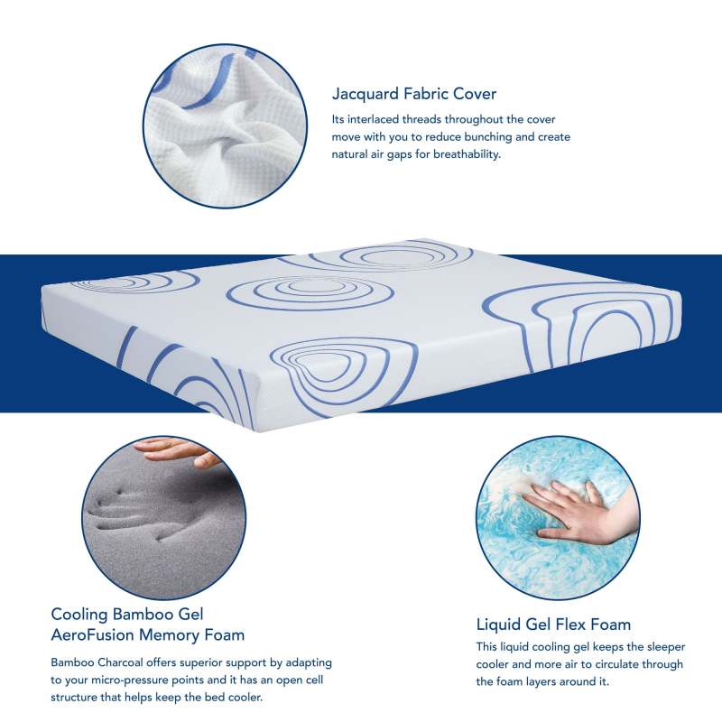 EGOHOME Charcoal Gel Memory Foam Mattress 8-inch Cooling & Pressure Relief - Image 3