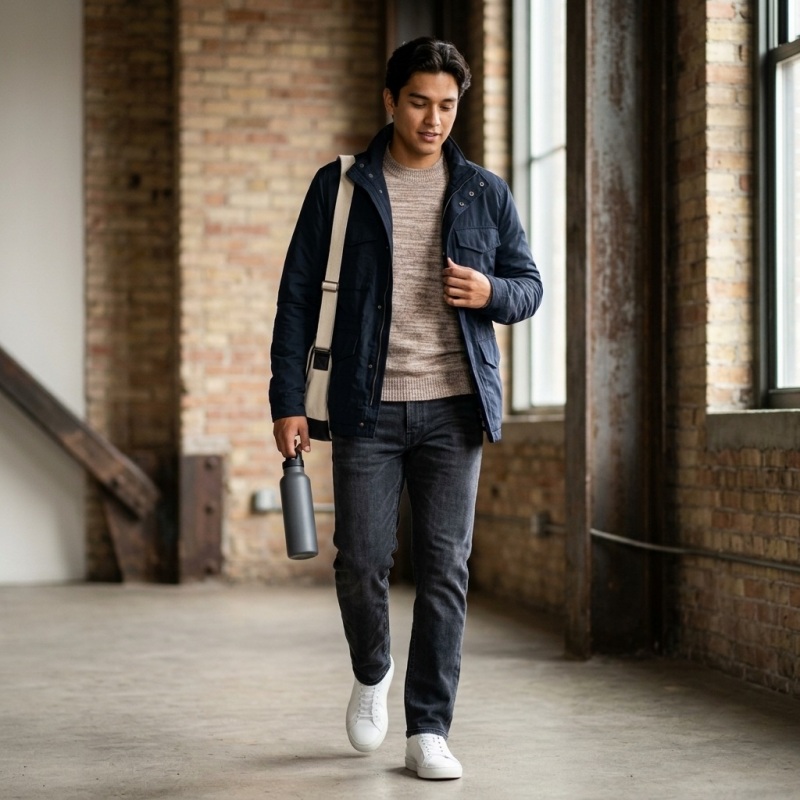 Tatatio Men's 100% Pure Cashmere Thickened Crew Neck Sweater - Light Heather Camel, Luxurious Warmth - Image 2
