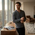 Men's 100% Pure Cashmere V-Neck Sweater - Premium Charcoal Grey Pullover 2