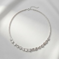 Silver Baroque Seed Pearl Necklace, 8.65mm-4.10mm, 18in+2.5in 1