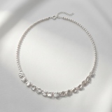 Silver Baroque Seed Pearl Necklace, 8.65mm-4.10mm, 18in+2.5in thumbnail 1