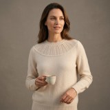 Women's 100% Pure Cashmere Cut-out Crewneck Sweater thumbnail 1