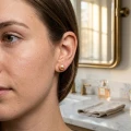 Golden Pink Pearl Stud Earrings 7.3mm S925 Sterling Silver Post Simple & Elegant 3