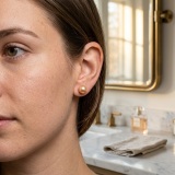 Golden Pink Pearl Stud Earrings 7.3mm S925 Sterling Silver Post Simple & Elegant thumbnail 3