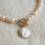 Vintage Baroque Gourd-Shaped Pearl Necklace with Large Irregular Pearl Pendant and OT Toggle Clasp thumbnail 7