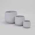 Handmade White Textured Ceramic Planter Set of 3, Indoor & Outdoor Pots 1