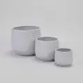 Handmade White Textured Ceramic Planter Set of 3, Indoor & Outdoor Pots 1