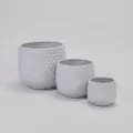 Handmade White Textured Ceramic Planter Set of 3, Indoor & Outdoor Pots 1