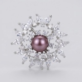 Starry Purple Pearl Brooch 10.11mm thumbnail 1