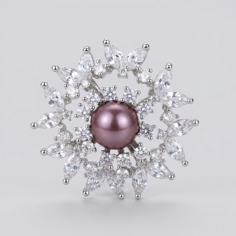 Starry Purple Pearl Brooch 10.11mm - Main Image
