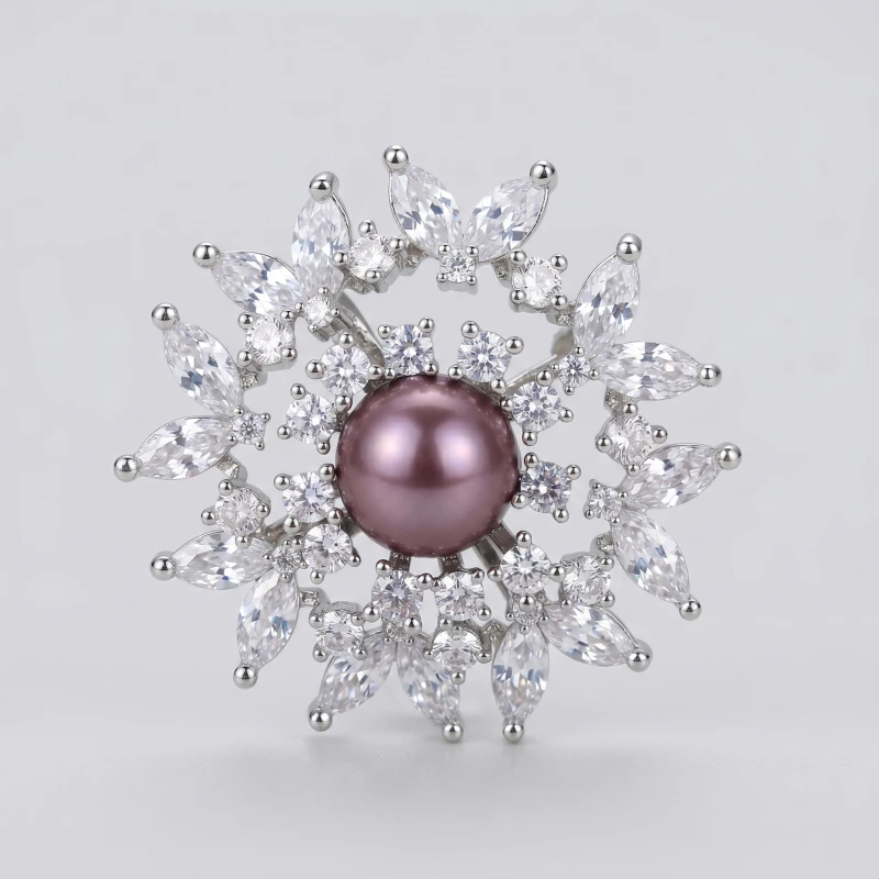 Starry Purple Pearl Brooch 10.11mm - Main Image