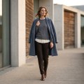 Women's 100% Pure Cashmere Sweater - Heather Gray, Low Neck, Basic Style 3