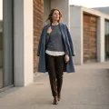 Women's 100% Pure Cashmere Sweater - Heather Gray, Low Neck, Basic Style 3