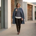 Women's 100% Pure Cashmere Sweater - Heather Gray, Low Neck, Basic Style 3