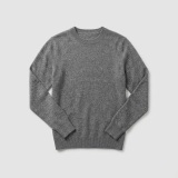 Women's 100% Pure Cashmere Sweater - Heather Gray, Low Neck, Basic Style thumbnail 6