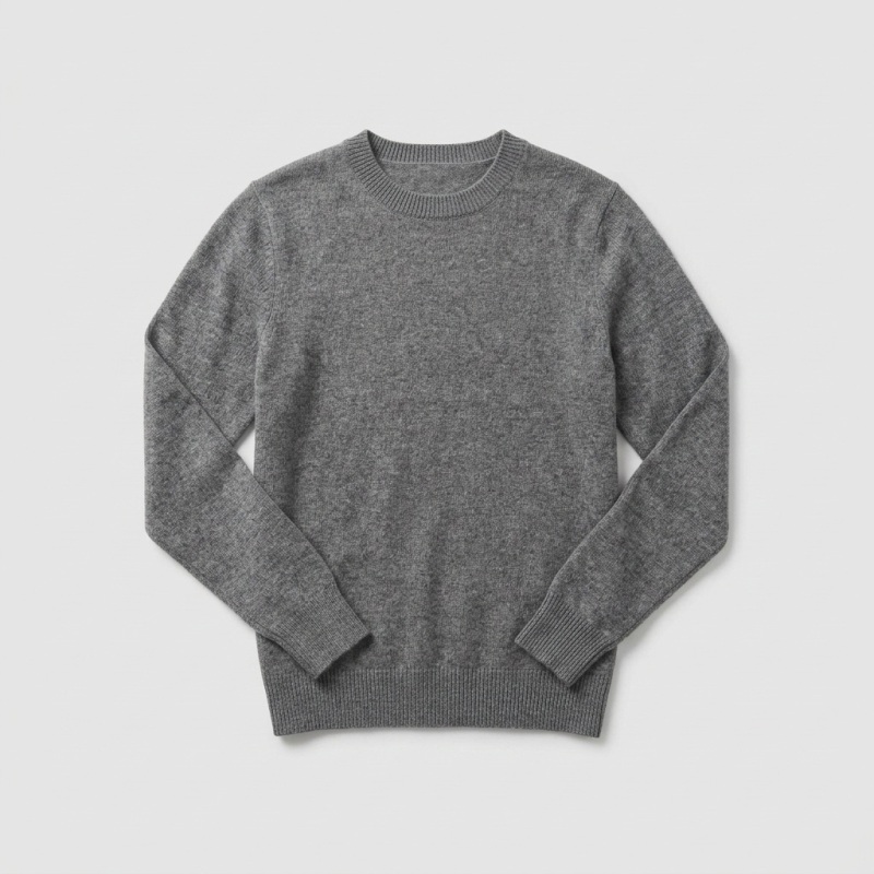 Women's 100% Pure Cashmere Sweater - Heather Gray, Low Neck, Basic Style - Image 6