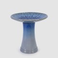 17'' Elegant Ceramic Bird Bath - Blue Ombre Floral Pedestal for Garden 1