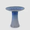 17'' Elegant Ceramic Bird Bath - Blue Ombre Floral Pedestal for Garden 1