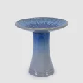 17'' Elegant Ceramic Bird Bath - Blue Ombre Floral Pedestal for Garden 1