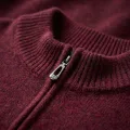 Men's 100% Pure Cashmere Half-Zip Sweater in Wine Red 5