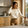 Women's High-End Brushed V-Neck Pure Cashmere Sweater 2