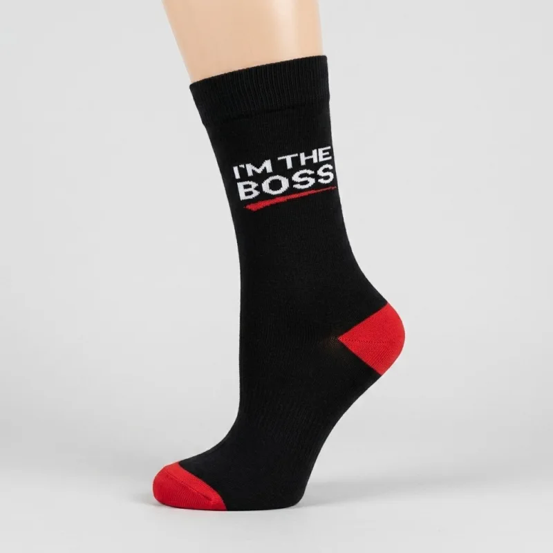 "I'm the Boss" Novelty Crew Socks - Unisex One Size, Premium Cotton Blend - Main Image